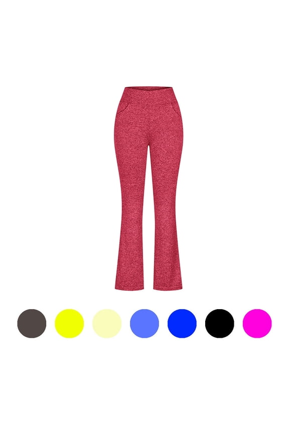 Women's Yoga Pants Plus Size High Waisted Flare Leggings with Pocket Tummy Control Workout Pant Red