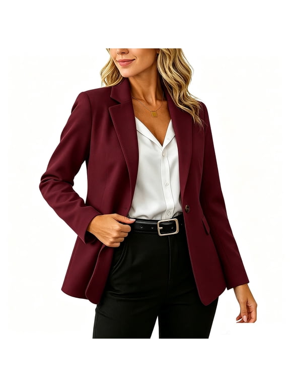 Women's and Women’s Plus Single Breasted Fitted Blazer, Sizes XS-4X