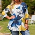 thumbnail image 1 of Yotami Womens 3/4 Length Sleeve Tops Plus Size Summer Loose T-Shirts for Vacation Floral Print Crewneck Lightweight, White XXL, 1 of 5