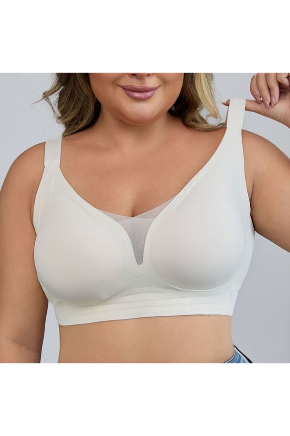 Womens Bras Wireless Comfy Underwear for Outdoor Push Up Solid Color Support Bra, 40A, White