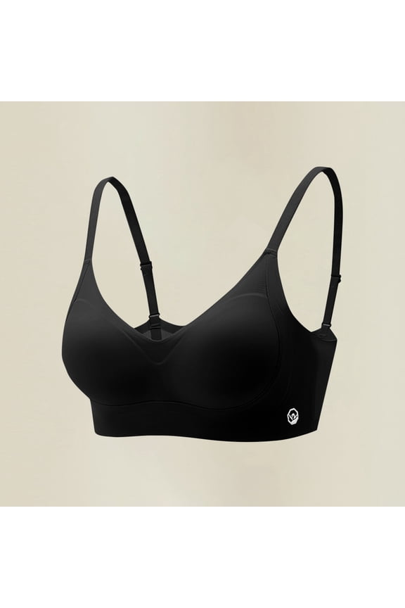 Womens Bras Wireless Solid Color Comfort Underwear for Sleep Seamless Push Up Support Bra, 40A, Black