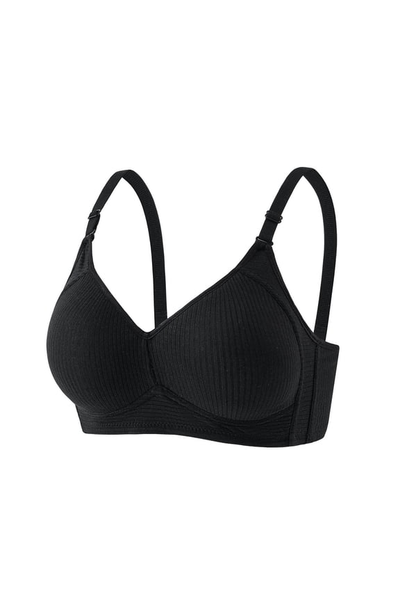 Womens Bras for Everyday Comfy Support Bra for Work Push Up Seamless Wireless Bra, 34A, Black