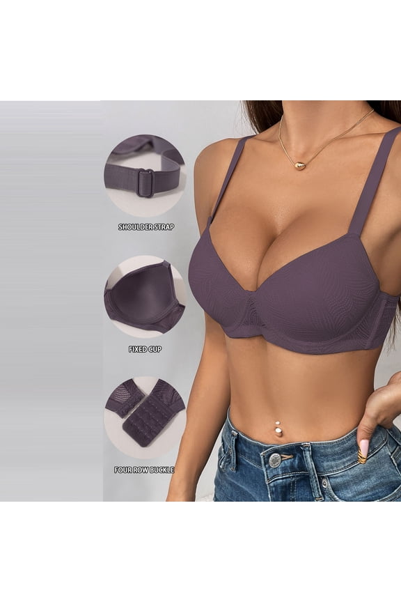 Womens Bras for Everyday Push Up Casual Support Bra for Work Solid Color Wireless Bra, 36C, Dark Gray