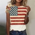 thumbnail image 1 of Yotami Womens Fourth of July T-Shirts Plus Size Crew Neck Short Sleeve Patriotic Shirts for Holiday American Flag Graphic Tees Clothes Khaki, Size XXXXL, 1 of 5