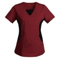 thumbnail image 1 of Yotami Womens Nursing Uniform Tops with Pocket Solid Color Comfort Top for Hospital Short Sleeve V-Neck Scrubs, Wine, XL, 1 of 3