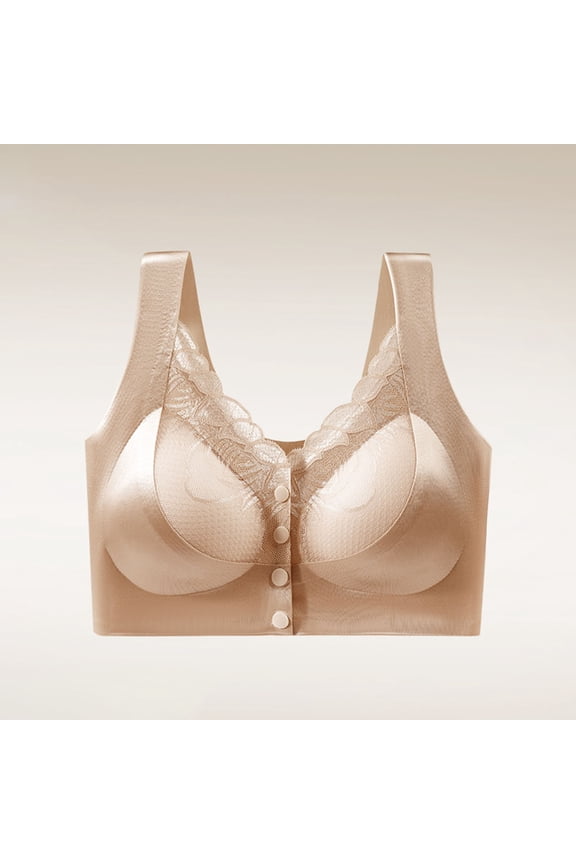 Womens Seamless Bras Push Up Everyday Support Bra for Home Wireless Bra, 42A, Khaki