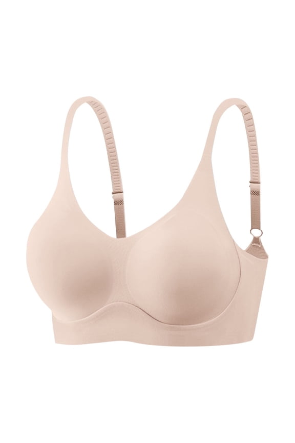 Womens T-Shirt Bras Everyday Support Bra for Daily Solid Color Push Up Wireless Bra, 36A, Beige