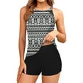 thumbnail image 1 of Yotami Womens Two Piece Tankini Top with Boyshorts High Waisted Bikini Set with Removable Padded, Floral Print Bathing Suits for Party, Black, 1 of 3