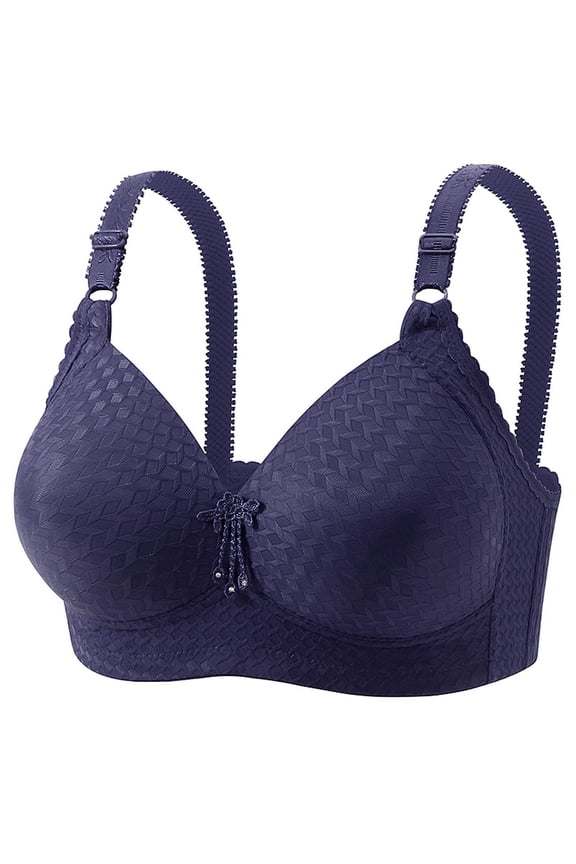 Womens Wireless Bralette Comfort Underwear for Home Push Up Support Bra, 50D, Navy