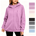 thumbnail image 1 of Yotami Womens Zip Up Hooded Sweatshirt with Zipper Chest Pocket & Side Pockets, Lightweight Casual Oversized Hoodie Jacket, Solid Color Hooded Outerwear for Fall, Daily Wear, 1 of 5