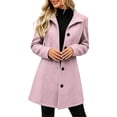 thumbnail image 1 of Yotami Wool Blend Coats for Women Winter Casual Single Breasted Coats with Pocket, Lapel Mid-Length Overcoats Plus Size Outerwear XXXL, 1 of 3