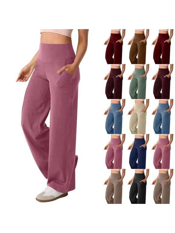 Workout Leggings for Women with Pocket Tummy Control High Waisted Straight Leg Yoga Pants for Sports Pant