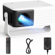 CocoBear Mini Projector with 360  Rotating Stand & Auto Keystone, Native 720P Portable Projector with 50% Zoom, Plug and Play for iOS, Compatible with iPhone Android TV Stick HDMI USB TF, Compact Mov