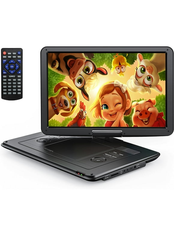 Yoton 17.5" Portable DVD Player 15.5" HD Swivel Screen, 6 Hours Built-in Battery for Kids and Car, Black