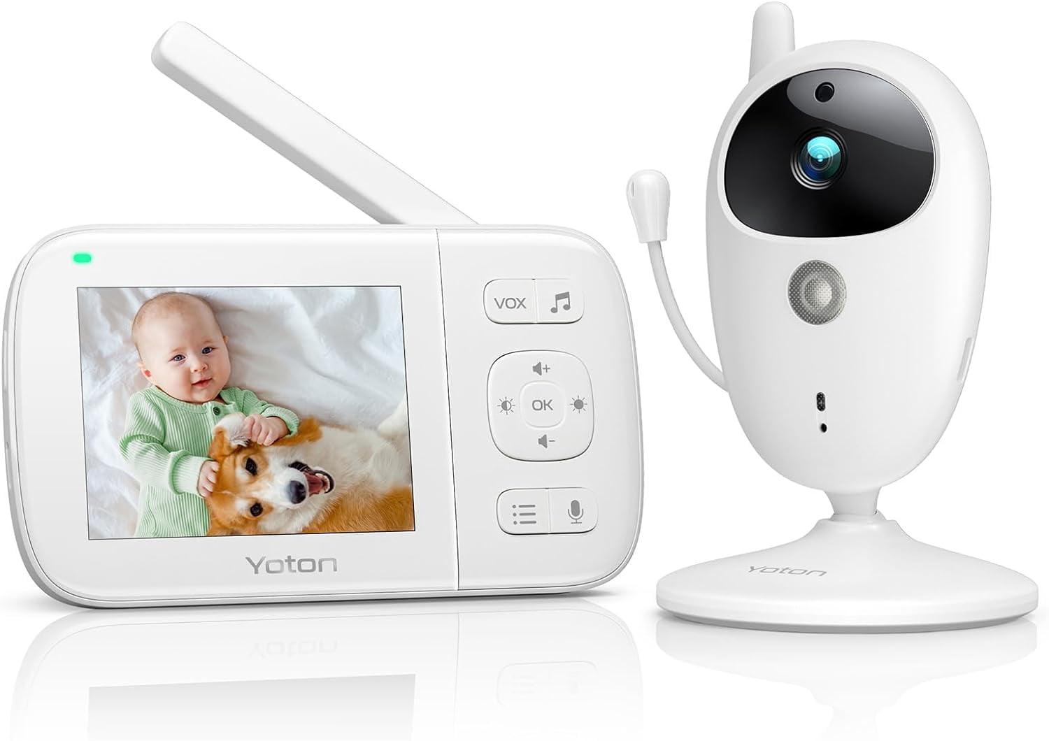 Yoton 3.5" Video Baby Monitor with Night Vision, Temperature Sensor, Two Way Talk, 2.4GHz Wireless