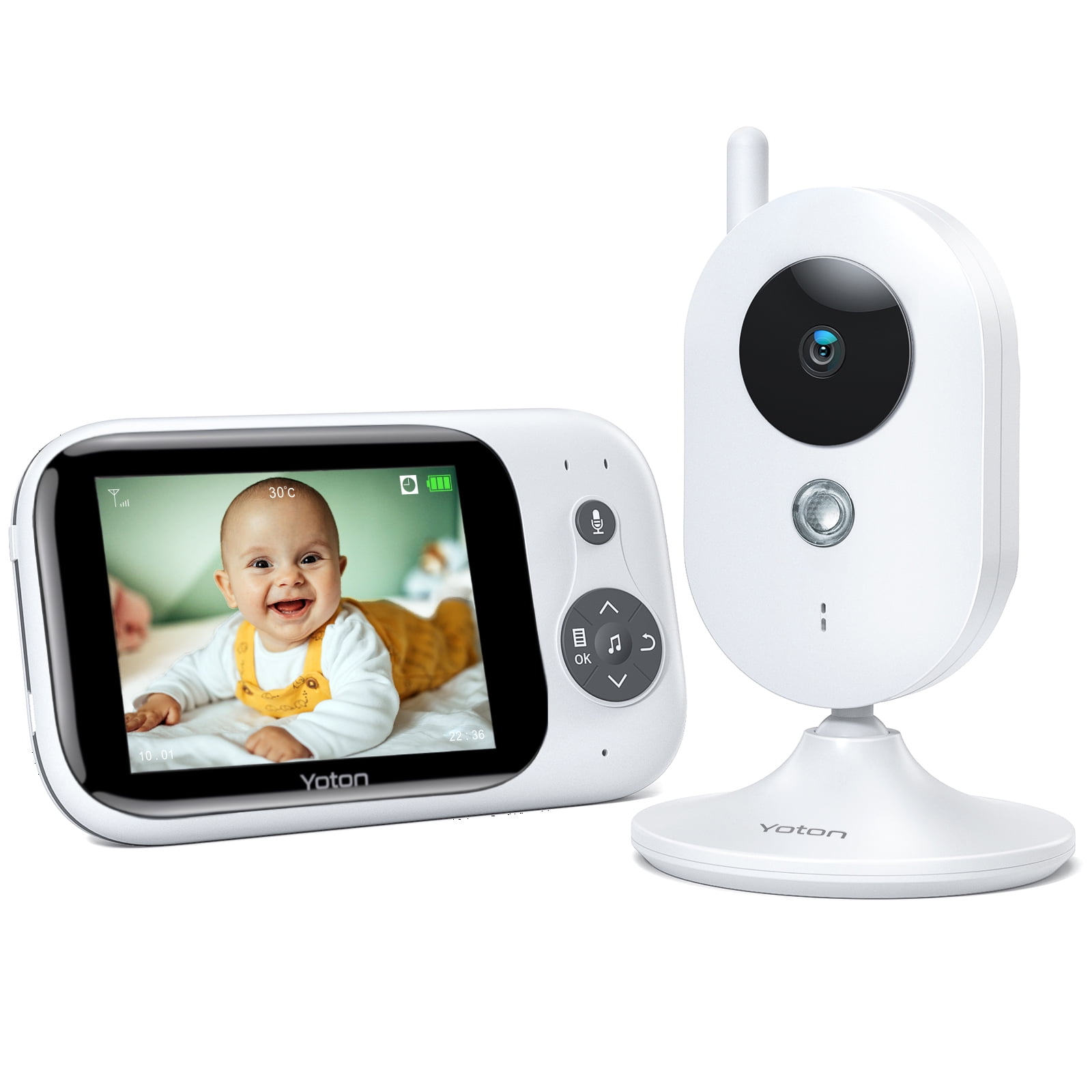 Yoton Baby Monitor with Camera and Audio, 3.2 inch No WiFi, Smart Baby  Monitor with LCD Screen Night Vision Temperature Monitoring 8 Lullabies 2  Way Talk, VOX mode 