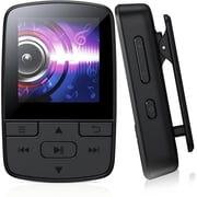 CocoBear YM03 MP3 Player with Bluetooth 5.2, Hi-Fi Sound, FM Radio, Voice Recorder, Clip, Supports up to 64GB TF Card, Earphones Included, TF Card Not Included, Black