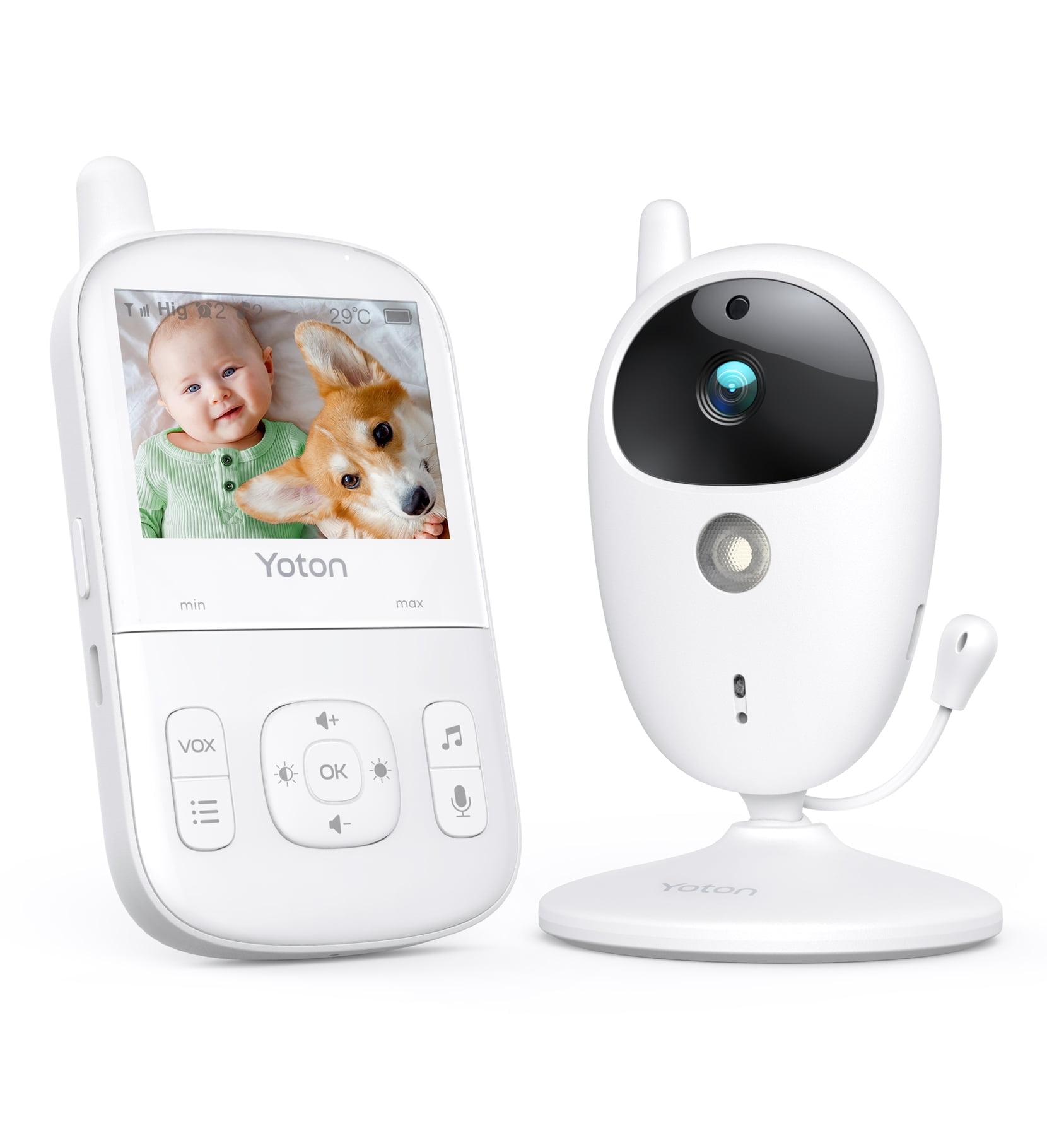 Yoton Video Baby Monitor with Camera 2.7" LCD, Temperature, Two-Way, 8 Lullabies, Night Vision