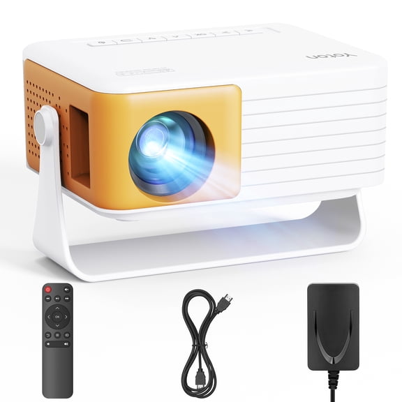 CocoBear Mini Projector 2026 Upgraded Auto Keystone Portable Projector for bedroom, 50% Zoom, 1080P Supported, Compatible with iOS/Android/TV Stick/HDMI/USB/TF Card(Yellow)