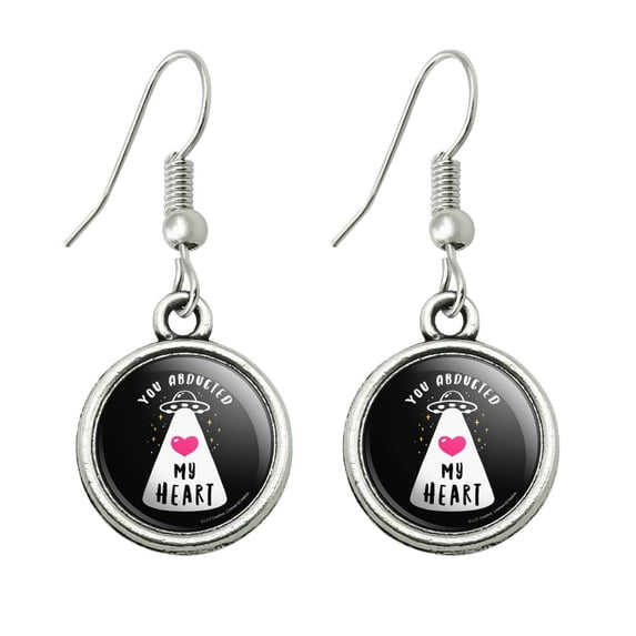 You Abducted My Heart Alien Love Funny Humor Novelty Dangling Drop Charm Earrings