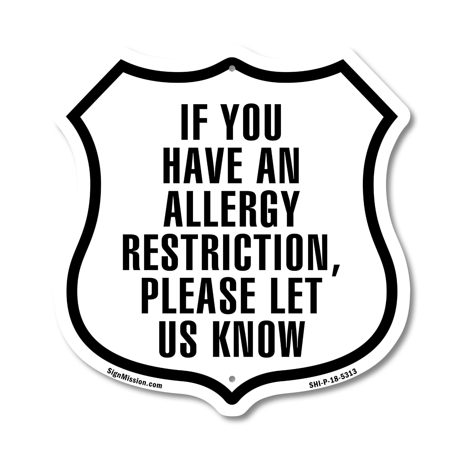 If You Have An Allergy Restriction Please Let Us Know (2 Pack) 12 inch ...