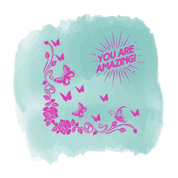 You Are Amazing Beautiful Butterflies Rose Vines Vinyl Design Wall Art Sticker Designs Vinyl Stickers For Home House Walls Rooms Windows Bedroom Decoration Size (12x12 inch)