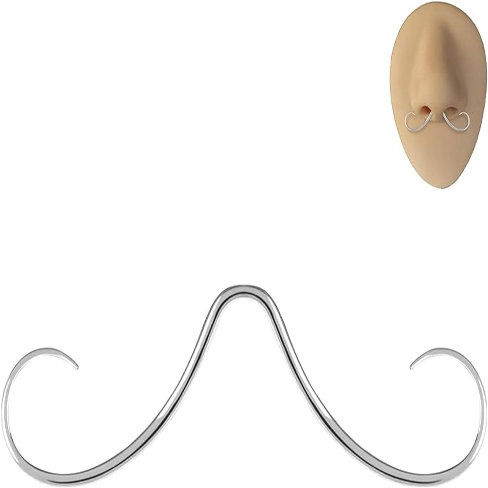 14G Mustache Septum Ring 316L Steel Septum Mustache Nose Ring Piercing Jewelry Septum Piercing Hanger