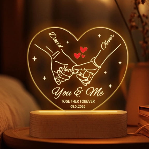 You And Me Hand Sign Custom Night Light Personalized Couple Name Acrylic Lamp Romantic Valentine Gift For Partners