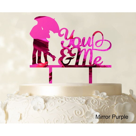 "You And Me" Wedding Cake Topper Silhouette Custom Couple Cake Topper Cake Decorations Option Available 6"-7" Inches Wide