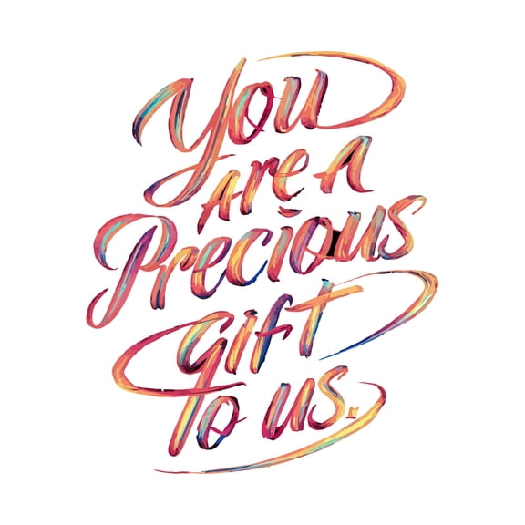 You Are A Precious Gift To Us Cherished Valuable Treasured Beloved Quote Wall Art Sticker Designs Vinyl Stickers For Home House Walls Rooms Windows Bedroom Decoration Size (12x12 inch)