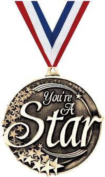 You Are A Star Medals, 2" Gold Diecast You Are A Star Medal Award 100 Pack