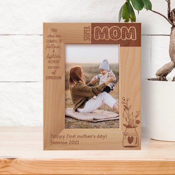 You Are An Example to Follow, A Fighter In Every Sense Of Expression Personalized Wooden Frame 4" x 6" Brown (Vertical)