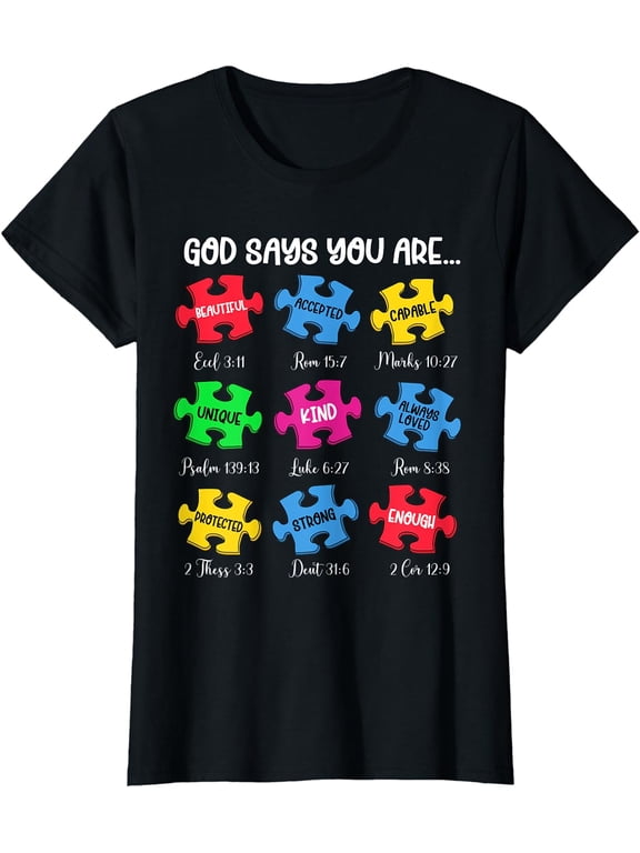 You Are Autism Awareness Puzzle Bible Verses Christian T-Shirt