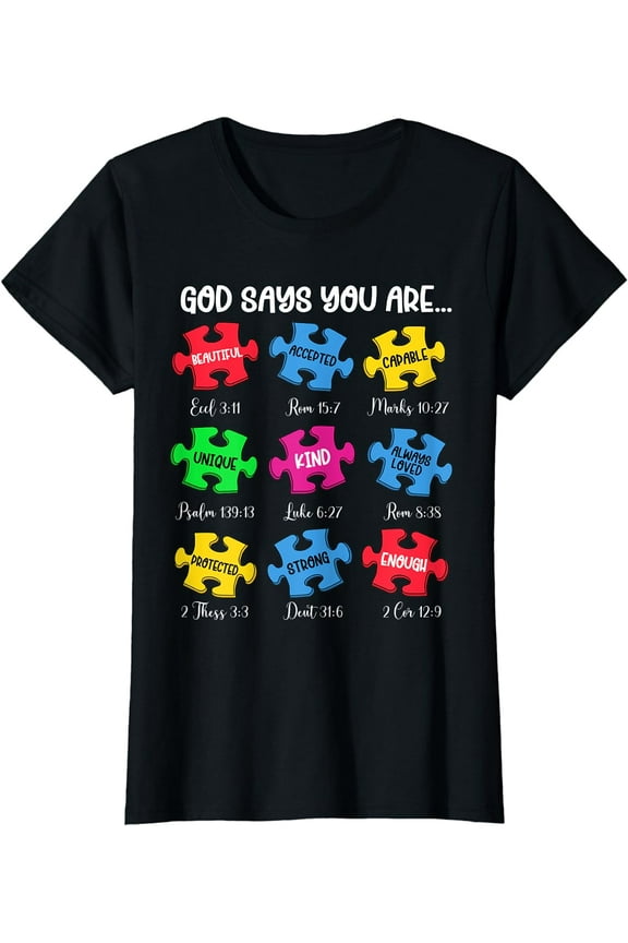 You Are Autism Awareness Puzzle Bible Verses Christian T-Shirt