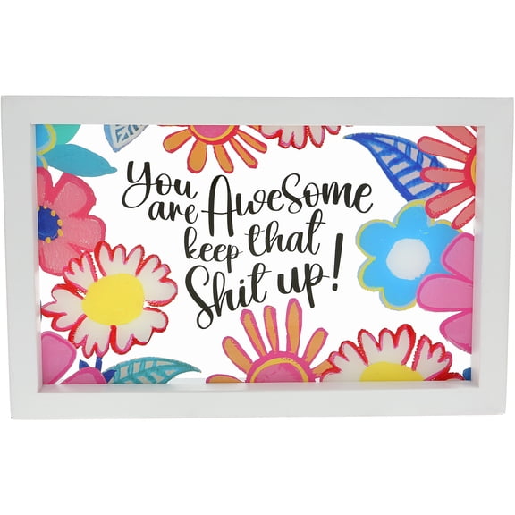 Pavilion Gift Company - You Are Awesome - 8.5" x 5.5" Framed Glass Plaque