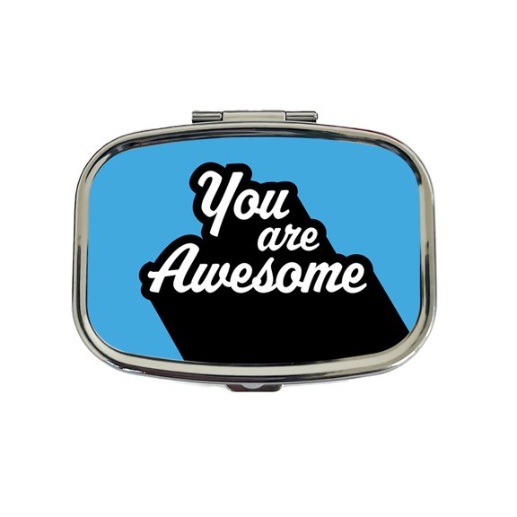 You Are Awesome Funny Inspirational Blue Small Travel Handbag Pill Box Case