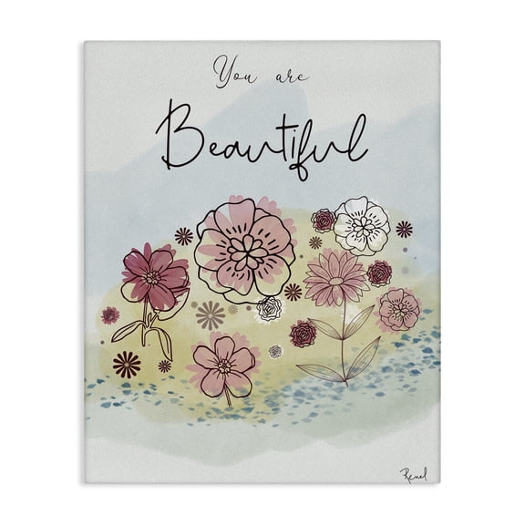 Stupell Industries You Are Beautiful Modern Blooms Canvas Wall Art, design by Renel Peters, 40 x 30