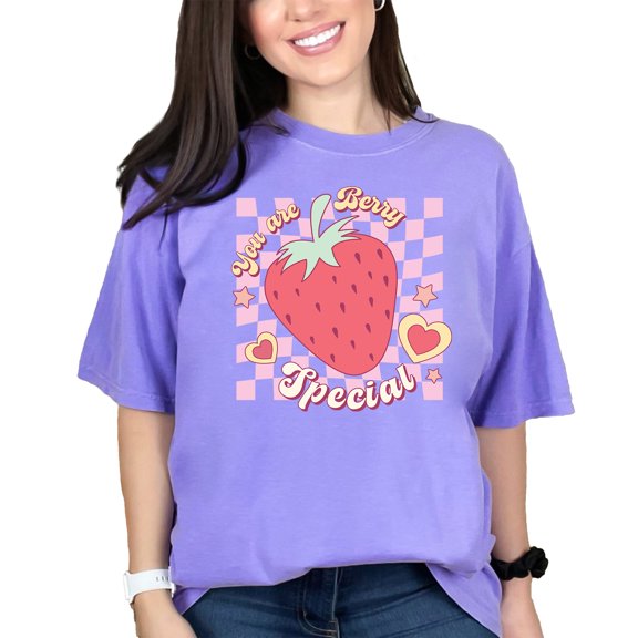 You Are Berry Special, Retro Strawberry Art, Valentine's Day, Violet Comfort Colors T-Shirt, 3XL