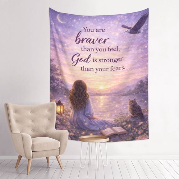 You Are Braver Than You Feel, God Blessed Anime Tapestry Indian Wall Hanging Tapestries Room Decor For Bedroom Living Room Dorm 30 x 40 inch