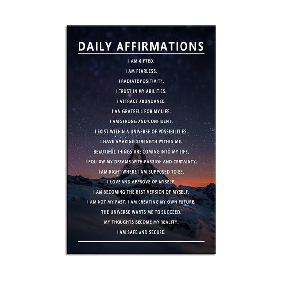 You Are Enough Daily Affirmations Canvas Art, Motivational Wall Poster for Bedroom and Office, Positive Self-Care Quote Print for Modern Home