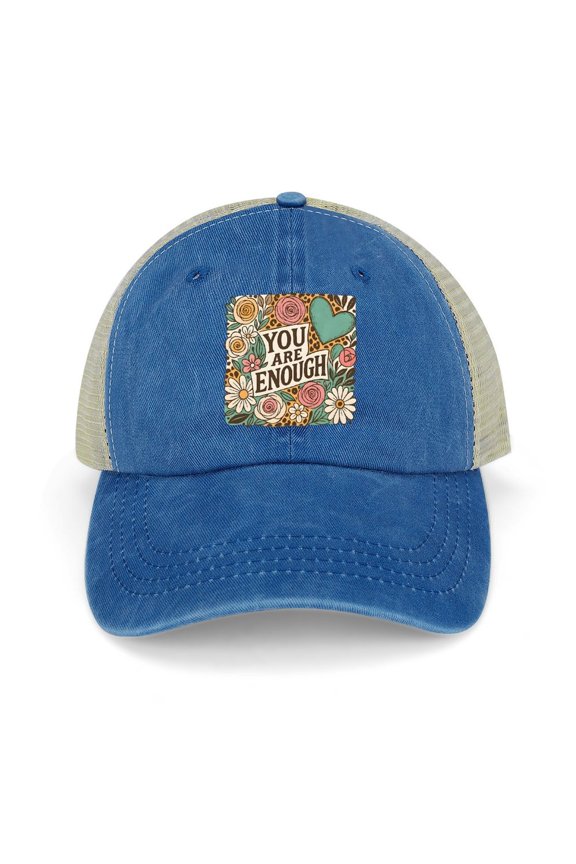 You Are Enough Dark Blue Hat Adjustable Funny Fashion Unisex Baseball Cap for Men Women