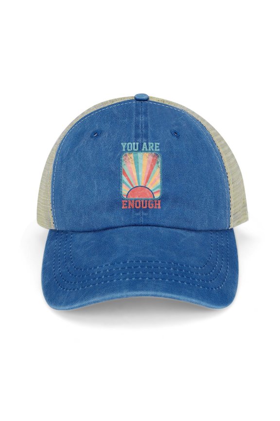 You Are Enough Dark Blue Hat Adjustable Funny Fashion Unisex Baseball Cap for Men Women