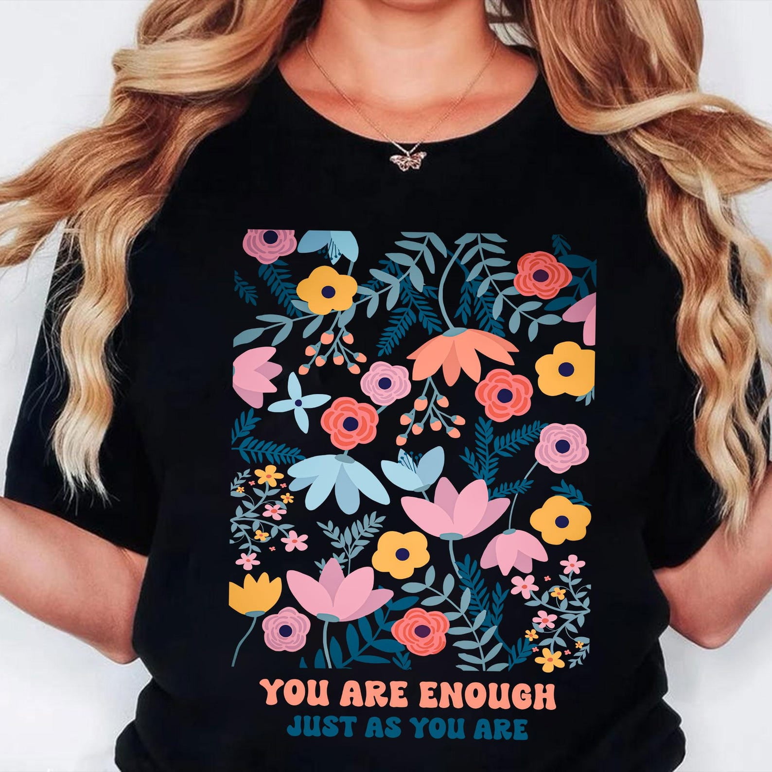 Simply Love Full Size You Are Enough Graphic Round Neck T-Shirt