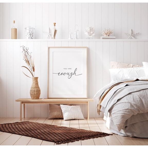 You Are Enough Modern Calligraphy Bedroom Motivational Poster, Unframed Poster