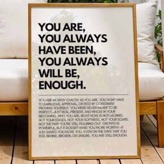 You Are Enough Typography Poster, Poster Home Decor, Poster Only