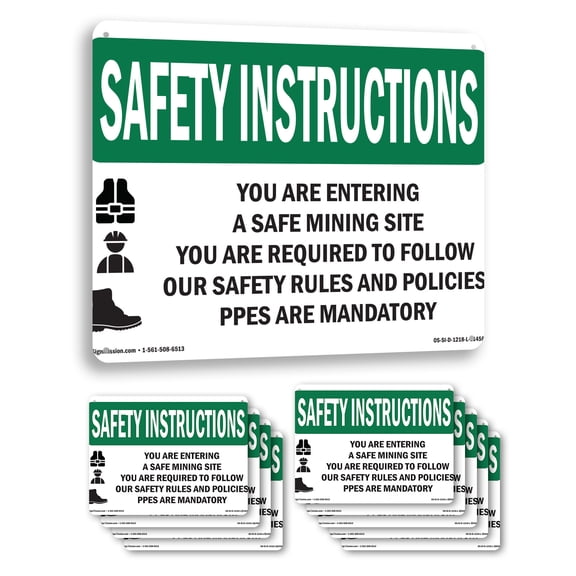 You Are Entering A Safe Mining With Symbol OSHA Safety Instructions Aluminum Sign 14 Inch x 10 Inch - 10 Pack