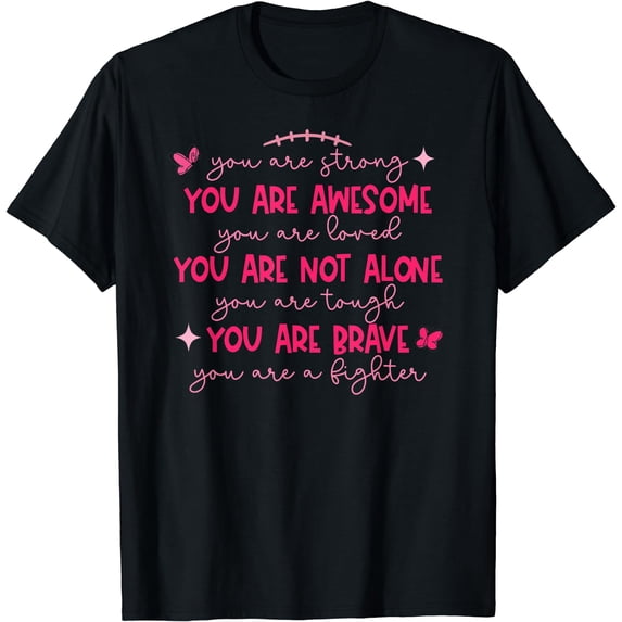 You Are Fighter Awesome Breast Cancer Fighter Pink Ribbon T-Shirt Black 2X-Large