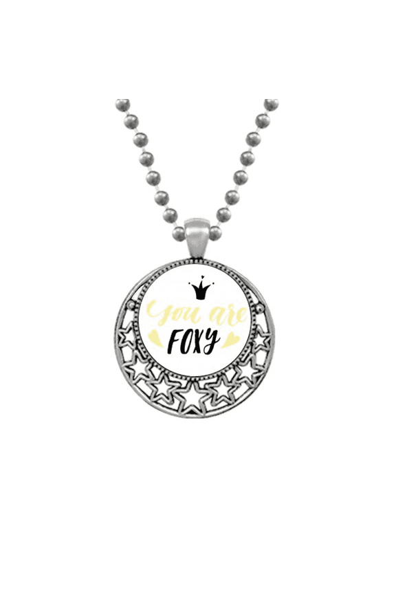 You Are Foxy Quote Handwrite Necklaces Pendant Retro Moon Stars Jewelry