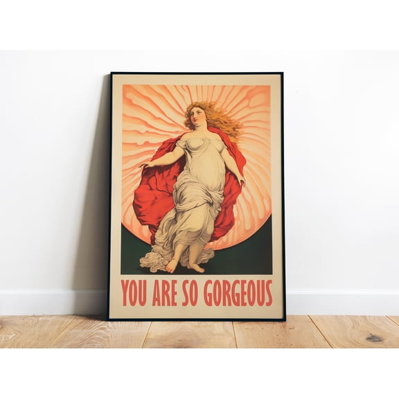 You Are Gorgeous Poster Printable Retro Posters Self Love Poster Venus Plus Size Art Motivational Quote Pastel Pink Home Decor , Poster Print Only