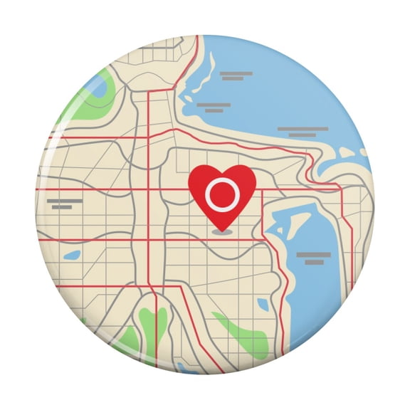 You Are Here Heart Map Skeleton Kitchen Refrigerator Locker Button Magnet